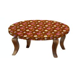 Stylista Orange & Pink Floral Printed Waterproof Elastic Round 2 Seater Table Cover-35