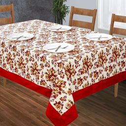 SHADES of LIFE Red Printed 4-Seater Table Cover-37