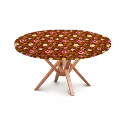 Stylista Orange & Pink Floral Round Fitted Table Cover-33