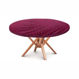 Stylista Maroon & Black Checked Waterproof Elastic Round 4 Seater Table Cover-picture-23