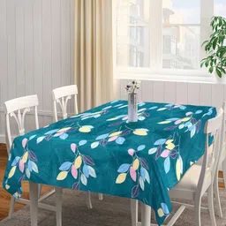 Arrabi Green & Yellow Leaf Printed 6-Seater Table Cover-23