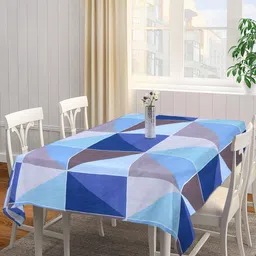 Arrabi Blue & Grey Geometric Printed 8-Seater Table Cover-19