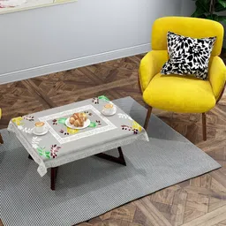 BIGGER FISH Green Floral Printed Cotton 2-Seater Table Cover-38