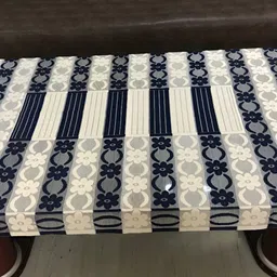BIGGER FISH Black & White Floral Cotton Rectangle 4-Seater Table Cover-image-57