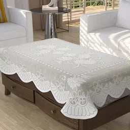 BIGGER FISH Beige Floral Rectangular Cotton 4-Seater Table Cover-34