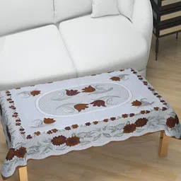 BIGGER FISH White & Brown  Cotton 4 Seater Table Cover-image-61
