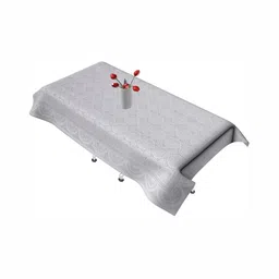 BIGGER FISH White Embroidered Cotton 4 Seater Table Cover-41