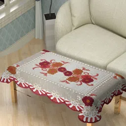 BIGGER FISH Grey & Brown Cotton 4-Seater Table Cover-40