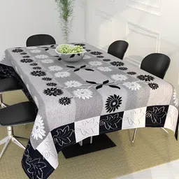 BIGGER FISH Black Cotton 6-Seater Table Cover-35