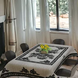 BIGGER FISH Black Cotton 6-Seater Table Cover-image-95