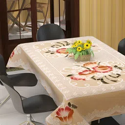 BIGGER FISH Beige Cotton 6-Seater Table Cover-22