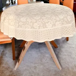 BIGGER FISH Beige Cotton 6-Seater Table Cover-24