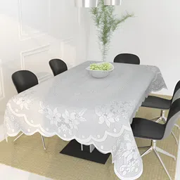 BIGGER FISH White Cotton 6-Seater Table Cover-46