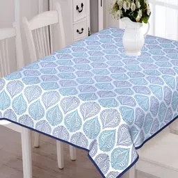 Texstylers Blue & White Striped Anti Slip Cotton 6 Seater Rectangle Table Cover-picture-20