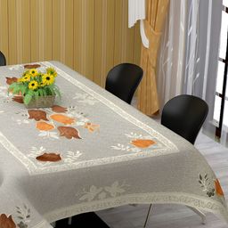 BIGGER FISH Brown & Cream Cotton 6 Seater Table Cover-49