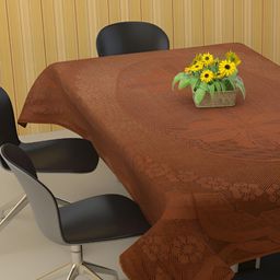 BIGGER FISH Brown Cotton Rectangular 6-Seater Table Cover-2