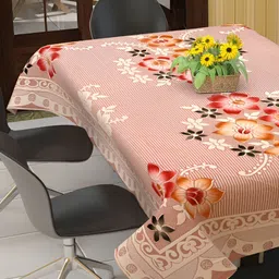 BIGGER FISH Pink & Red Floral 6-Seater Cotton Table Cover-17