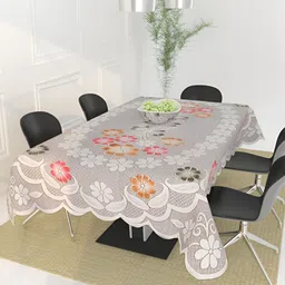 BIGGER FISH Beige Cotton 6-Seater Table Cover-15