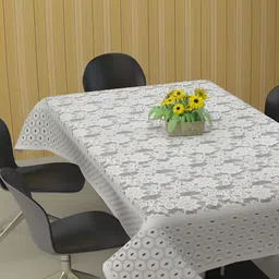 BIGGER FISH White Self Design Cotton Rectangle 8-Seater Table Cover-15