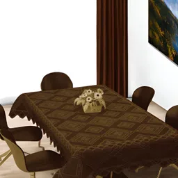 BIGGER FISH Brown Ethnic Motifs Embellished Cotton 8-Seater Table Cover-26