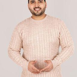Sztori Plus Size Cable Knit Self Design Pullover Sweater-picture-17