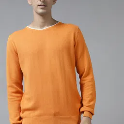 Blackberrys Men Orange Pure Cotton Textured Pullover-picture-27