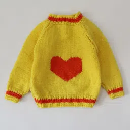 Woonie Unisex Kids Yellow & Red Quirky Pullover-5