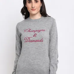 Club York Women Grey & Red Printed Alphanumeric Pullover-picture-18