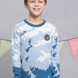 Monte Carlo Boys Abstract Printed Ribbed Pure Cotton Pullover-1