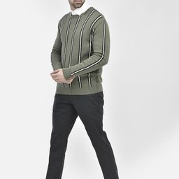 Crimsoune Club Striped Round Neck Pure Cotton Pullover-image-56