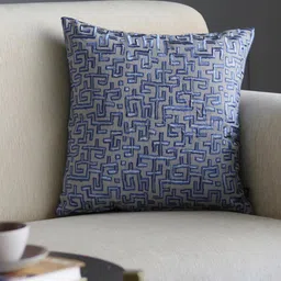 GM Blue & Grey Embroidered Square Cushion Cover-picture-10
