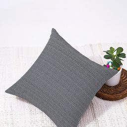 ANWYN Black & White Self Design Pure Cotton Square Cushion Cover-12