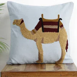 HANDICRAFT PALACE Blue & Brown Embroidered Square Cushion Cover-picture-43