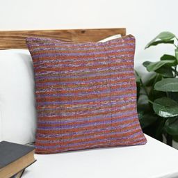 ArtEastri Mauve & Blue Striped Cotton Khesh Square Cushion Cover-17