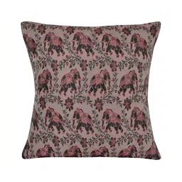 Lal Haveli Pink & Black Elephant Printed Silk Square Cushion Cover-image-38