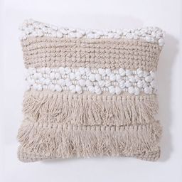 Art Avenue Off White & Cream Embroidered Cotton Square Cushion Cover-42