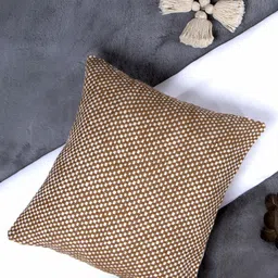 Aditi Wasan Brown & White Cotton Square Cushion Cover-picture-25