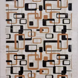 BIGGER FISH White & Brown Geometric Print Rectangular 4-Seater Table Cover image 2