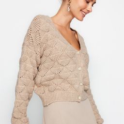 Trendyol Open Knit Crop Front-Open Sweaters image 3