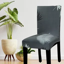 HOUSE OF QUIRK Set Of 4 Grey & Black Printed Chair Covers-image-78