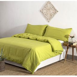 HANDICRAFT PALACE Lime Green Solid Cotton Double Size Duvet Cover With 2 Pillow Covers-picture-18