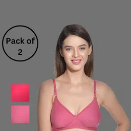 Aimly Pack Of 2 Medium Coverage Non-Padded Cotton T-shirt Bra With All Day Comfort-image-80