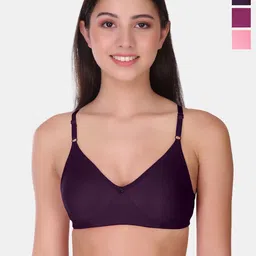 POOJA RAGENEE Pack of 3 Full Coverage Non Padded Cotton T-shirt Bra-image-56