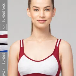Apraa & Parma Pack Of 3 Colourblocked Full Coverage Non Padded Organic Sports Bra-14