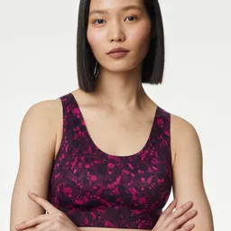 Marks & Spencer Abstract Printed Full Coverage Workout Bra-picture-3