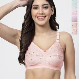 Docare Pack of 6 Printed Full Coverage Non Padded Cotton Everyday Bra With All Day Comfort-picture-18