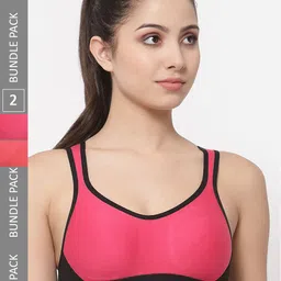 College Girl Pack Of 2 Full Coverage Lycra Sports Bra with Side Shaper-image-85