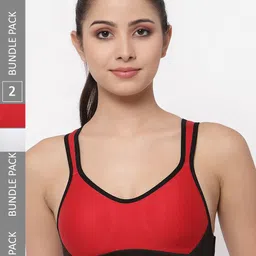 College Girl Pack Of 2 Full Coverage Sports Bra With Side Shaper-19