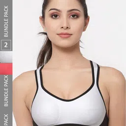 College Girl Pack Of 2 Full Coverage Lycra Sports Bra with Side Shaper-image-80