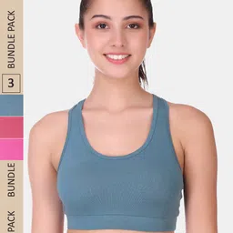 POOJA RAGENEE Pack Of 3 Non Padded Non-Wired Sports Workout Bra-image-75